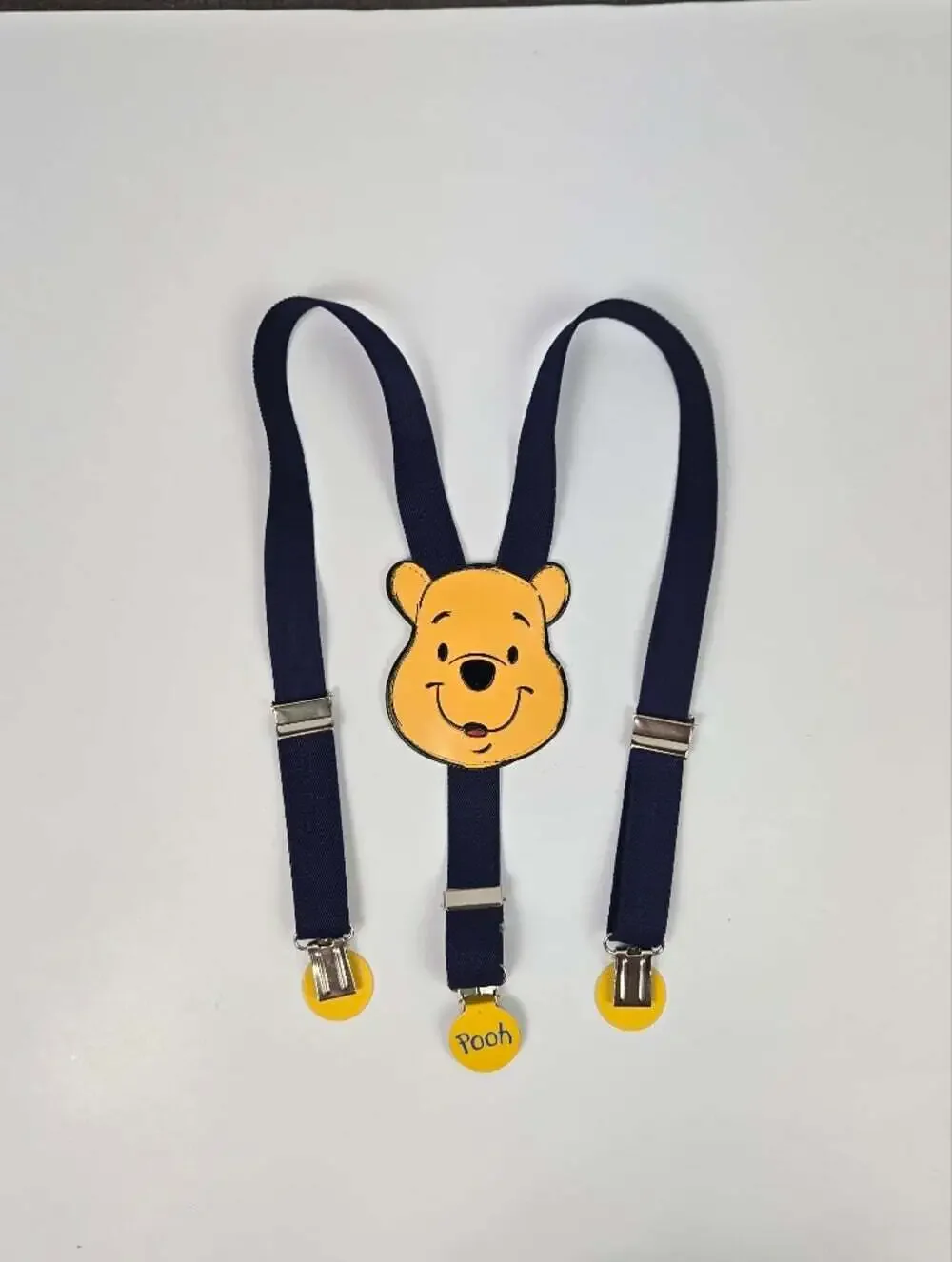 Disney Winnie the Pooh Kids Suspenders Navy Yellow Adjustable Clips